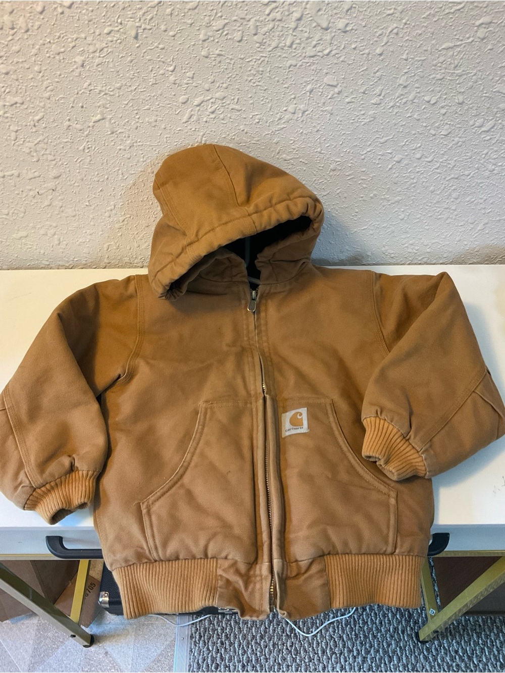 Carhartt Coat Jacket Boys XSmall 6 Brown Duck Canvas Detroit Full Zip